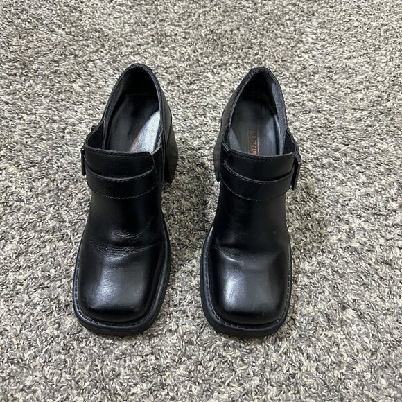 Harley Davidson Black Leather Boots Chunky Block Heel Square Toe Size 6 Y2K 90s - Picture 3 of 11